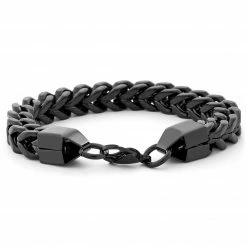 Fort Tempus Black Stainless Steel Cuban Curb Chain Bracelet