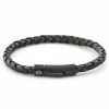 Lucleon Grey & Black Braided Leather Cord Bracelet