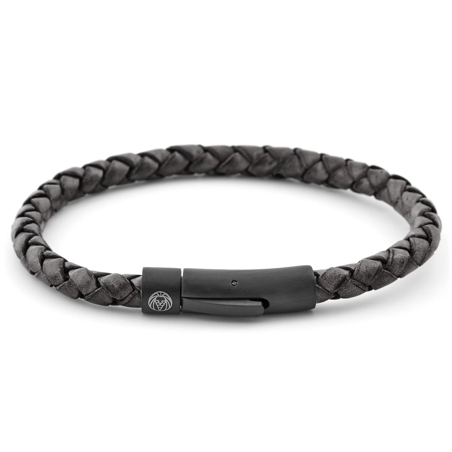 Lucleon Grey & Black Braided Leather Cord Bracelet 1 Lucleon Grey & Black Braided Leather Cord Bracelet