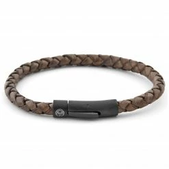 Lucleon Brown & Black Braided Leather Cord Bracelet