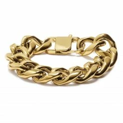 Lucleon 18mm Gold-Tone Stainless Steel Curb Chain Bracelet