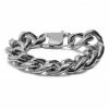 Lucleon 18mm Silver-Tone Stainless Steel Curb Chain Bracelet