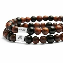 Lucleon Black & Brown Wood Bead & 925 Sterling Silver Bracelet Set -MEN'S BRACELETS Sales Store 4 1.6f12c4e45b15b2d574928af9bb3b11d8