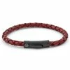 Lucleon Bordeaux & Black Braided Leather Cord Bracelet