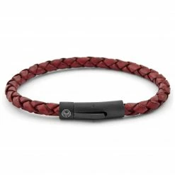 Lucleon Bordeaux & Black Braided Leather Cord Bracelet