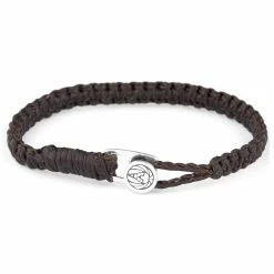 Lucleon Dark Brown Waxed Cotton & Silver Bracelet