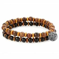 Waykins Wave | Polished Black & Brown Wooden Bracelet Set