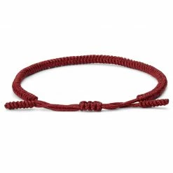 Waykins Adjustable Red Nylon Lucky Knot Bracelet