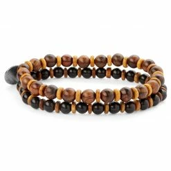 Waykins Wave | Polished Black & Brown Wooden Bracelet Set -MEN'S BRACELETS Sales Store 4 2 copy 25