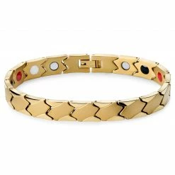 Lucleon Gold-tone Asymmetric Titanium Magnetic Bracelet