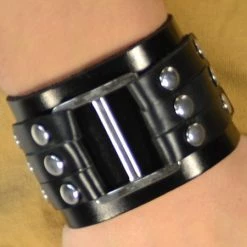 Collin Rowe Adjustable Black Leather Cuff Bracelet -MEN'S BRACELETS Sales Store 40 hooked black leather bracelet cropped