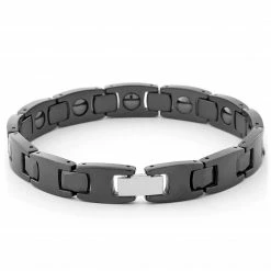 Fort Tempus Modern Black Stainless Steel Link Bracelet