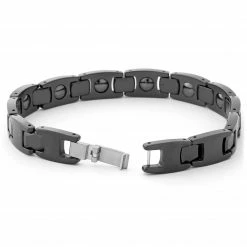 Fort Tempus Modern Black Stainless Steel Link Bracelet -MEN'S BRACELETS Sales Store 44 2 9