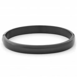 Fort Tempus Polished Dark Grey Stainless Steel Bangle Bracelet