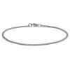 Lucleon 2mm Silver-Tone Stainless Steel Curb Chain Bracelet