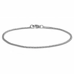 Lucleon 2mm Silver-Tone Stainless Steel Curb Chain Bracelet