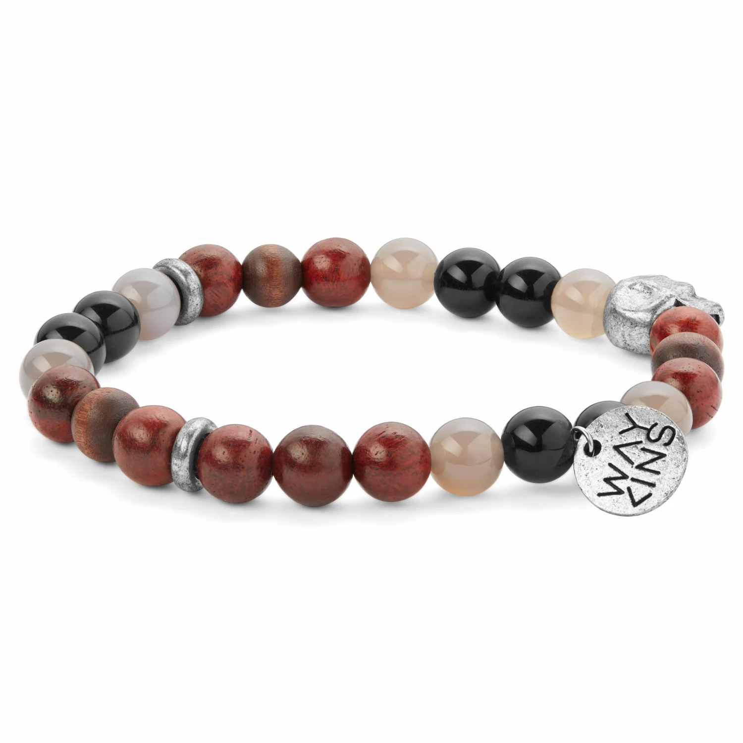 Waykins Wave | Onyx, Quartz & Wooden Bracelet 1 Waykins Wave | Onyx, Quartz & Wooden Bracelet