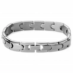 Lucleon Silver-tone Titanium Snap Lock Bracelet -MEN'S BRACELETS Sales Store 5 1mag