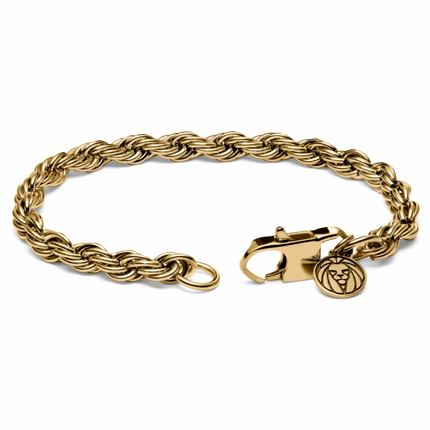 Lucleon Amager | 6mm Gold-Tone Stainless Steel Rope Chain Bracelet 2 Lucleon Amager | 6mm Gold-Tone Stainless Steel Rope Chain Bracelet - Image 2