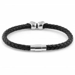 Fort Tempus Black Braided Leather Rope & Stainless Steel Skull Bracelet -MEN'S BRACELETS Sales Store 5 2 189