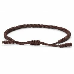 Waykins Adjustable Brown Nylon Lucky Knot Bracelet