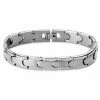 Lucleon Silver-tone Titanium Snap Lock Bracelet