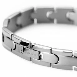 Lucleon Silver-tone Titanium Snap Lock Bracelet -MEN'S BRACELETS Sales Store 5 4mag