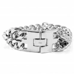 Fort Tempus Heavy Silver-Tone Stainless Steel Double Chain Bracelet