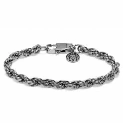 Lucleon Amager | 6mm Silver-Tone Stainless Steel Rope Chain Bracelet