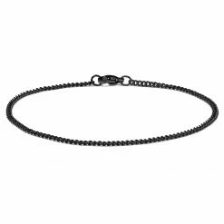 Lucleon 2mm Black Stainless Steel Curb Chain Bracelet
