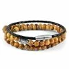 Neshraw Picture Jasper & Black Leather Bracelet Set