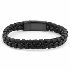 Lucleon Black Braided Leather & Stainless Steel Bracelet -MEN'S BRACELETS Sales Store 6 1 72 2 67 3 66