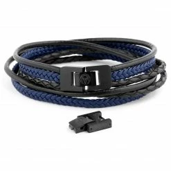 Lucleon Roy | Black & Blue Leather Cord Wrap Bracelet 11 Lucleon Roy | Black & Blue Leather Cord Wrap Bracelet -MEN'S BRACELETS Sales Store 6 4 110