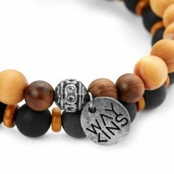 Waykins Wave | Matte Black & Light Wooden Bracelet Set -MEN'S BRACELETS Sales Store 6 4 copy 12