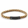 Lucleon Light Brown & Black Braided Leather Cord Bracelet