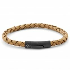 Lucleon Light Brown & Black Braided Leather Cord Bracelet