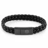 Lucleon Black Braided Leather & Stainless Steel Bracelet