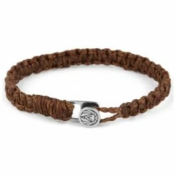 Lucleon Brown Waxed Cotton & Silver Bracelet