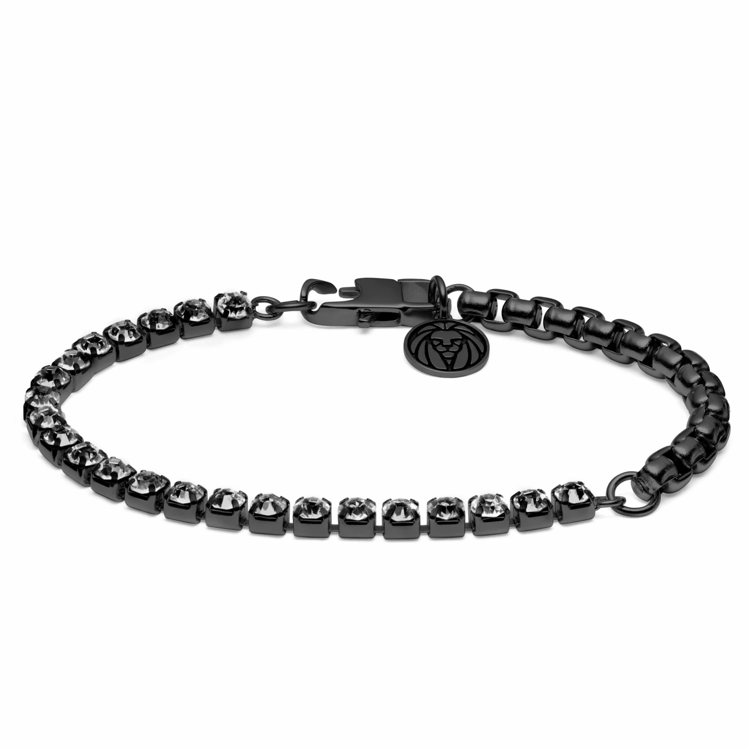 Lucleon Amager | Gunmetal Stainless Steel Box Chain & Glass Diamond Bracelet 1 Lucleon Amager | Gunmetal Stainless Steel Box Chain & Glass Diamond Bracelet