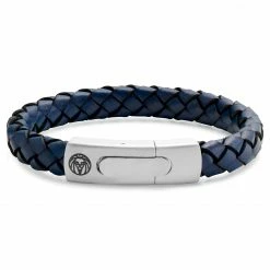 Lucleon Bolo | Blue Braided Leather & Stainless Steel Bracelet