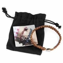 Lucleon Brown Waxed Cotton & Silver Bracelet -MEN'S BRACELETS Sales Store 7 286