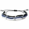 Waykins Black, White & Blue Braided Nylon & Metal Bead Bracelet