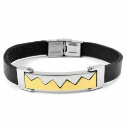 Fort Tempus Black Leather Strap & Gold-Tone Stainless Steel Bracelet