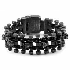Fort Tempus Chunky Black Stainless Steel Bike Chain Bracelet