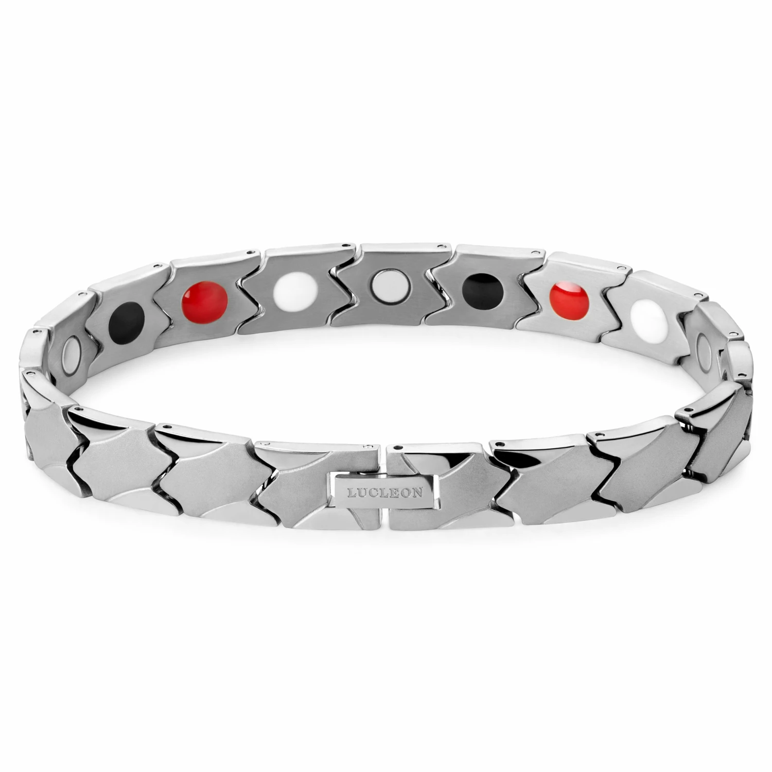 Lucleon Silver-Tone Asymmetric Titanium Magnetic Bracelet 3 Lucleon Silver-Tone Asymmetric Titanium Magnetic Bracelet - Image 3