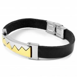 Fort Tempus Black Leather Strap & Gold-Tone Stainless Steel Bracelet -MEN'S BRACELETS Sales Store 8 2 70
