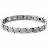 Lucleon Silver-Tone Asymmetric Titanium Magnetic Bracelet