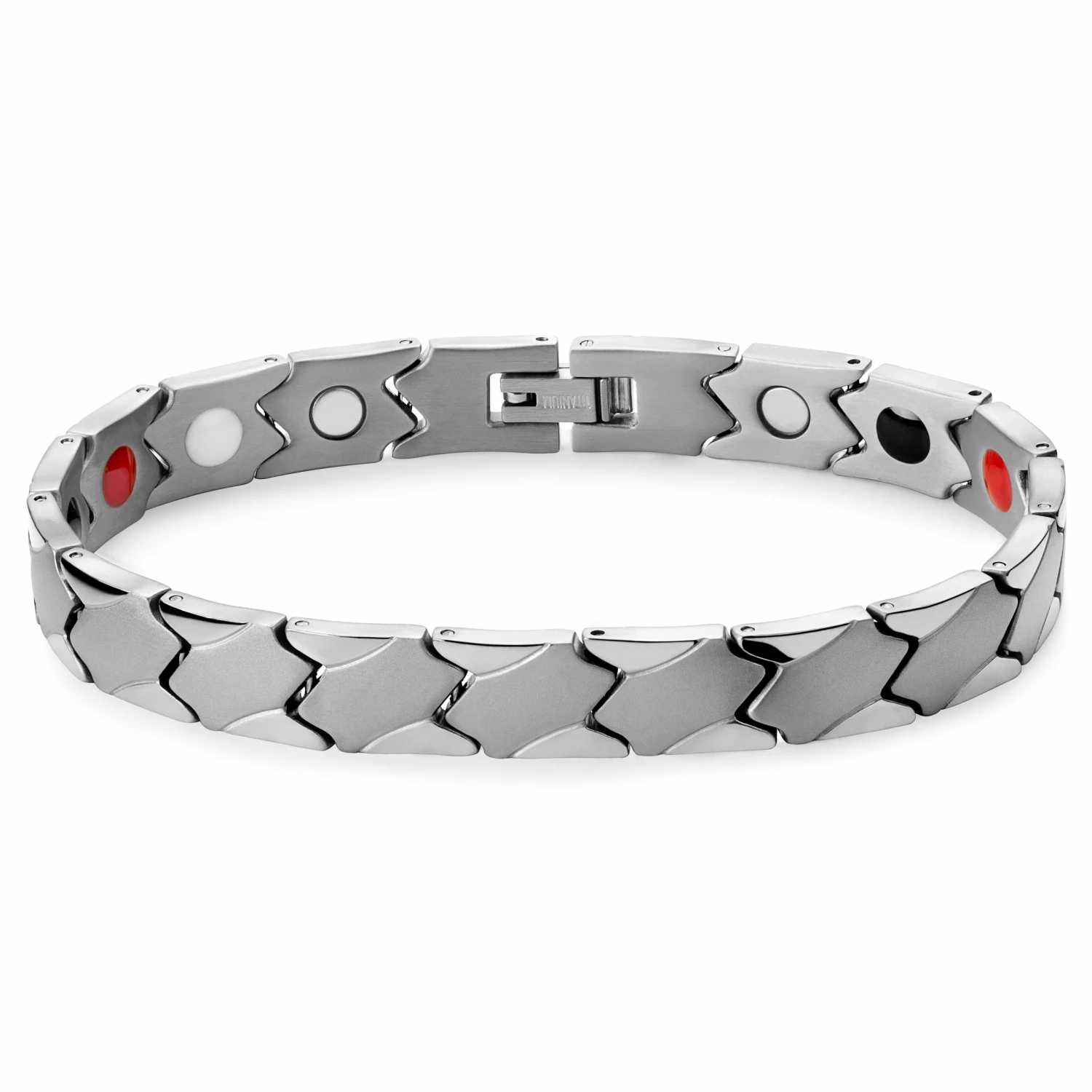 Lucleon Silver-Tone Asymmetric Titanium Magnetic Bracelet 1 Lucleon Silver-Tone Asymmetric Titanium Magnetic Bracelet