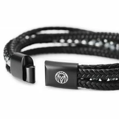 Lucleon Naxos | Black Braided Leather & Snowflake Obsidian Bracelet -MEN'S BRACELETS Sales Store 8 3.7ac4490489a87b0338c562a5c782fe02 3
