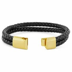 Fort Tempus Black & Gold-Tone Braided Leather Rope Double Bracelet 5 Fort Tempus Black & Gold-Tone Braided Leather Rope Double Bracelet -MEN'S BRACELETS Sales Store 8 3 1 203 2 11